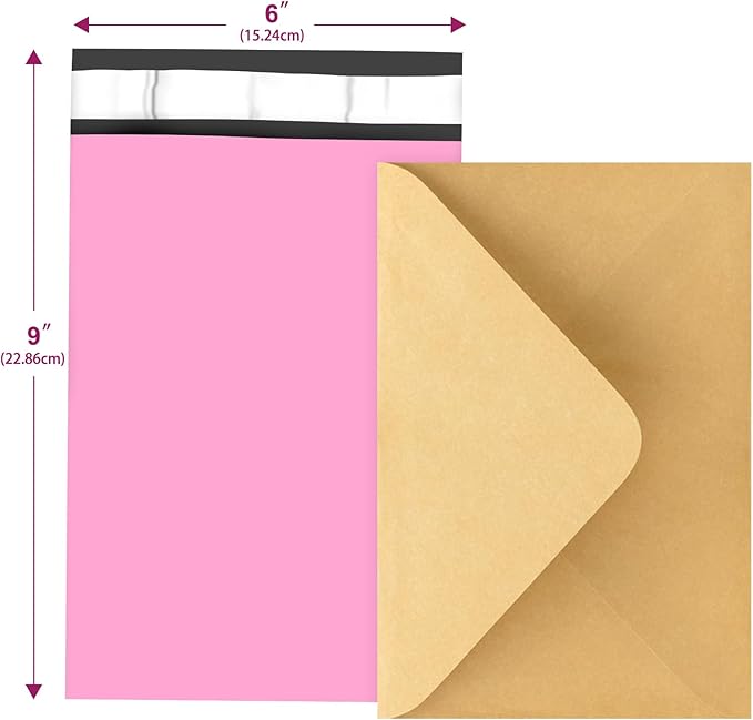 120PC Poly Mailers 6x9 Inch Pink Shipping Envelopes Bags Shipping Bags with Self Adhesive Waterproof and Tear-Proof Postal Poly Mailers