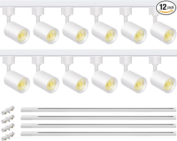 VANoopee 12-Light LED Track Lighting Kit with 13FT H Type Track Lighting Rail, Dimmable LED Track Light Heads Modern Kitchen Track Lighting Fixtures Ceiling Spot Light 3000K 24° CRI90+ 10W 800lm White