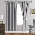 JIUZHEN Silver Grey Curtains for Bedroom - Blackout Curtains & Drapes Set of 2 Panels with Tiebacks, Thermal Insulated Room Darkening Noise Reducing Curtains for Living Room, 42 x 72 Inch