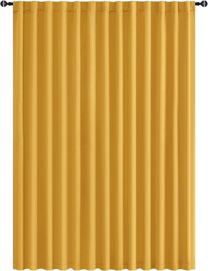 Hiasan Patio Sliding Door Room Divider Curtain Privacy Blackout Thermal Insulated Curtains with Back Tab & Rod Pocket for Bedroom Partition, Living Room Shared Office(100 x 96 Inches, Yellow)