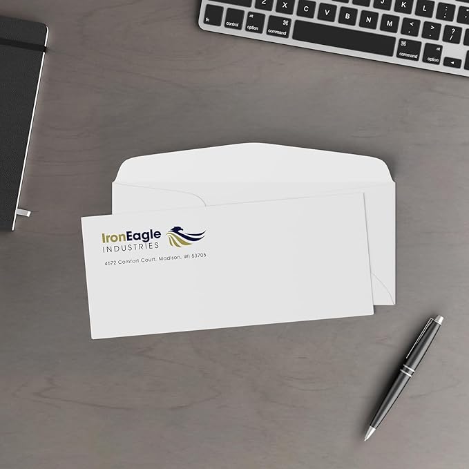 GotPrint Custom Envelopes with Logo, Full Color | #10 Standard Envelope for Mailers| Upload Business Design, Add Text or Logo, Full Color | Print Personalized 4.125x9.5, 100Qty