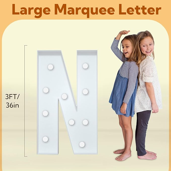 imprsv 3FT Marquee Letters, Mosaic Light Up Letters for Birthday Baby Shower Wedding Engagement Party Backdrop Decor, Large Marquee N for Party Decorations