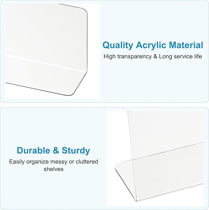 PATIKIL 6 Pack Shelf Dividers for Closet Organization, 11x1.57x3.9 Acrylic Closets Separator Kitchen Cabinet Shelves Under Bed Blocker for Bedroom Kitchen Office, Clear