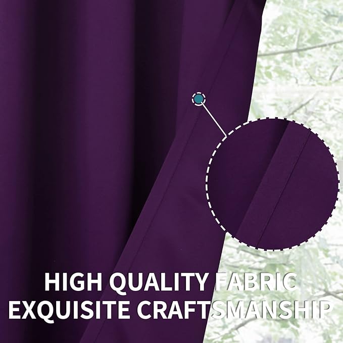 BGment Blackout Curtains for Bedroom - Grommet Thermal Insulated Room Darkening Curtains for Living Room, Set of 2 Panels (52 x 72 Inch, Purple)