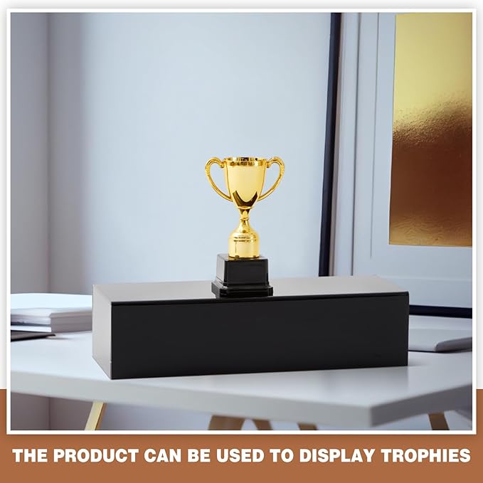Chunful Black Acrylic Display Box Riser Trophy Base Acrylic Pedestal Stand Block Versatile Trophy Diorama Base and Storage for Photography Props Home Office Decor Showing(16" L X 6" W X 4" H)