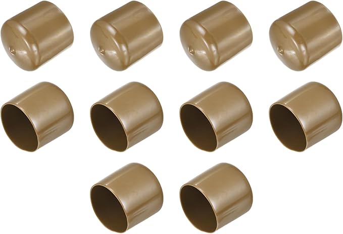 uxcell 10pcs Rubber End Caps 47mm(1 7/8") ID Vinyl Round End Cap Cover Screw Thread Protectors Light Brown