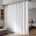 Room Divider Blackout Curtains Flexible Sliding Tracks Sets Ceiling Mounted Rod Window Curtain Privacy Separation for Bedroom Living Rooms,1 Panel Gray White Drape and Black Track Set-W72xH72 in