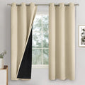 Blackout Curtains for Bedroom 63 Inch Length 2 Panels Set, Full Room Darkening Thermal Insulated Light Blocking Soundproof Grommet Window Curtains, Each 42 Inch Wide, Beige