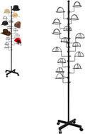 Montex Freestanding Hat Rack Stand, Metal Hat Organizer Rack with 15 Customisable Circular Hooks, Hats Tree Stand Floor Standing Hat Display, Black