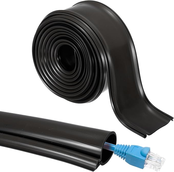 MECCANIXITY 10ft Cable Management Sleeve, 0.8 Inch ID Flexible Cord Wires Hider Cover Insulation Snap-fit Protector for Substation, High-Voltage Electrical Networks, Black