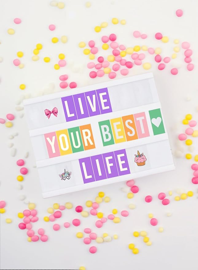 Purple Cinema Light Box with 312 Letters, Emojis & 3 Markers - Led Light Box Sign for Home & Purple Bedroom Decor for Girls - Light Up Letter Board - Best Gift Idea for Girls on Christmas