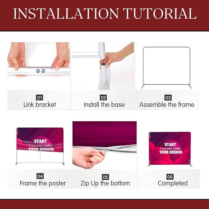 Custom Tension Fabric Display Backdrop Trade Show Backdrop Banner Stand for Weddings, Events, Booth (Double Sided Print 7.5x16 Ft)