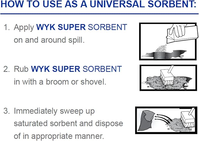 WYK Super Sorbent 500 Series – Industrial Liquid & Oil Absorbent and Traction Agent for Spills, Leaks & Safety Maintenance – Fast-Acting Multi-Purpose Spill Absorber – BLUE Super Sorbent