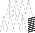 Nicpro Black Easel Stand for Sign, 8 Pack 63" Metal Portable Adjustable Collapsible Easels for Display, Painting, Poster, Wedding Sign with Carry Bag