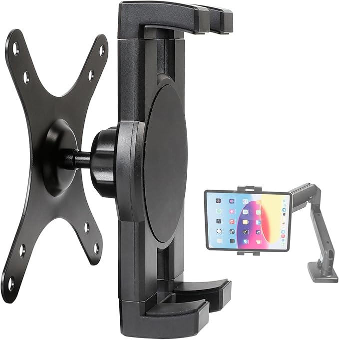 xik VESA Mount Adapter for iPad - Spring Clamp Holder for Phones, Tablets & Portable Monitors - Features 360° Rotation & Tilt - Fits VESA 75x75 & 100x100mm