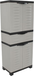 Sunnydaze Plastic Garage Storage Cabinet with 2 Adjustable Shelves - 57" H - Garage, Office, Home, Laundry Room - Gray