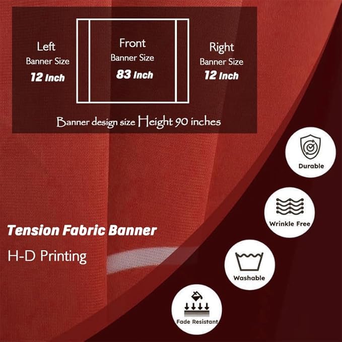 Curved Pop Up Displays 7.5 x 7.5 FT Trade Show Backdrop Display Custom Banner Tradeshow Booth Tension Fabric Pop Up Backdrop for Business/Campuses/Weddings/Corporate