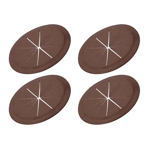 PATIKIL Desk Grommet 3-3/16", 4 Pcs Round Cable Grommet Cord Hole Cover with Adhesive Tape Flexible Table Wire Organizer for Office Home Table Countertop, Deep Brown