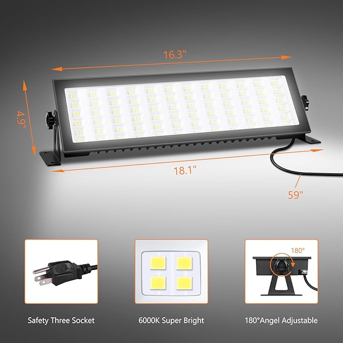 2 Pack LED Shop Lights, 15600LM 6000K Super Bright IP66 Waterproof LED Flood Light for Workshop, Garage, Shop