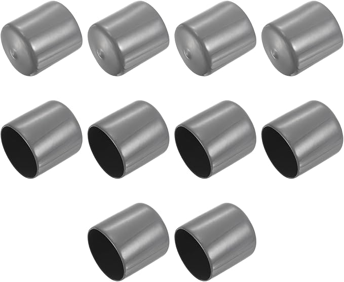 uxcell 10pcs Rubber End Caps 38mm ID Vinyl Round End Cap Cover Screw Thread Protectors Dark Grey