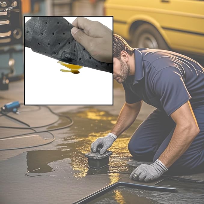 Oil Absorbent Pads, 13"x9.8" Drip & Spill Universal Pads for Garage, Workshop & Under Car | Absorbs Oil, Grease | Also for General Wet Spill Cleanup,100-Pack