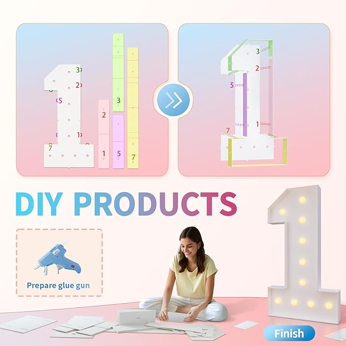 imprsv 4FT Marquee Numbers,DIY Light Up Numbers for 8th 18th Birthday Decorations, Party Party Decorations,Anniversary Party Decor,Mosaic Number for Balloons Number 8,Pre-Cut Foam Board Kit