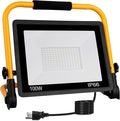 T-SUN 100W LED Work Light, Outdoor Waterproof Flood Light, Adjustable Portable Work Lights with with Plug, LED Work Light for Workshop, Job Site Emergency, Garage, Construction Site