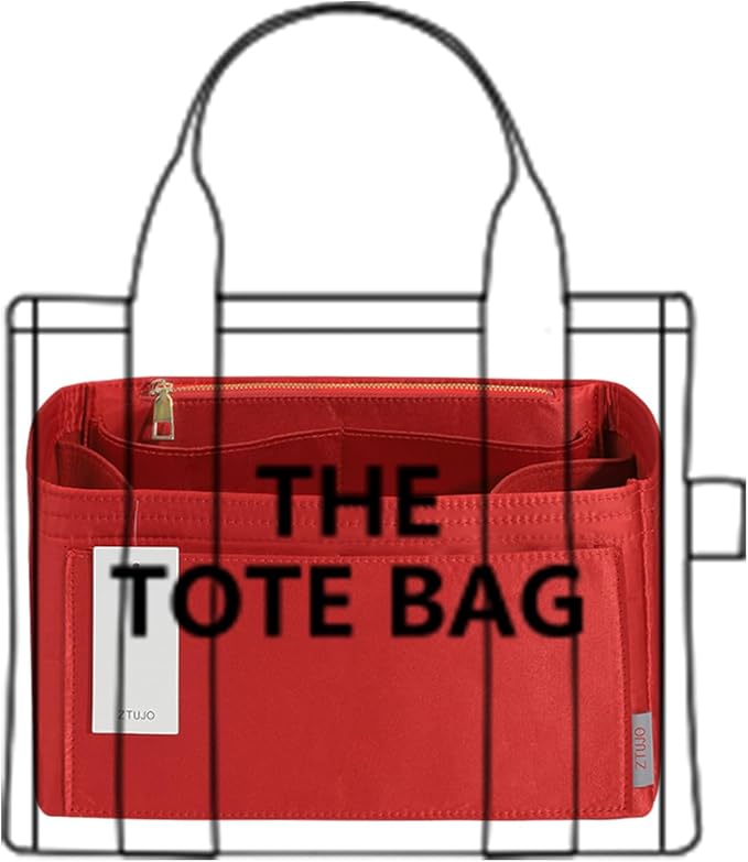 ZTUJO Purse Organizer Insert For Handbags, Silky Touching Bag Organizer Insert With Bottle Holder, Perfect for Speedy, Neverfull, Tote,ONTHEGO,Artsy,Handbag and More (small, Silky Red)