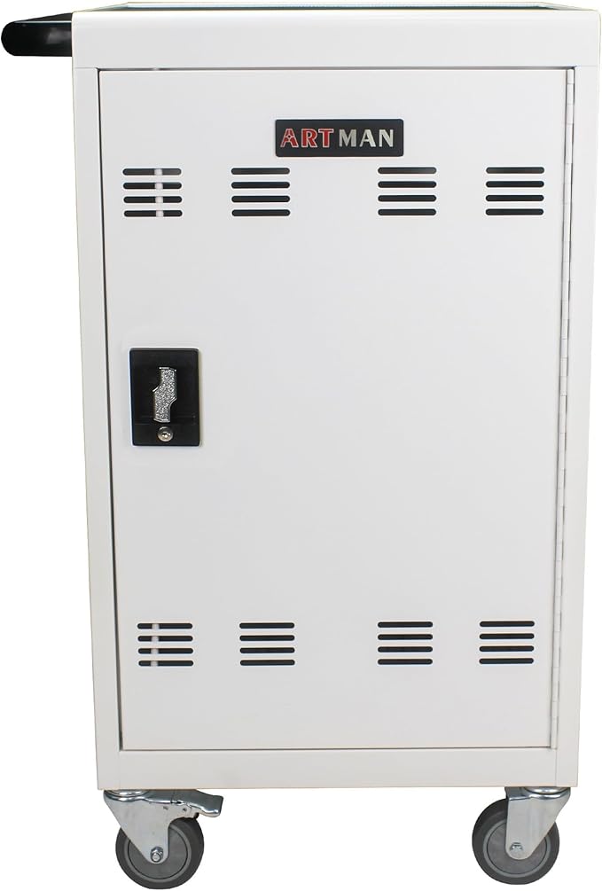 Laptop and Tablet Charging Cart, 32 Unit Device Mobile Charging Station for Chromebook, Tablet, Laptop, with Charging Port Screen Size Up to 16.3", Suitable for Office, Classroom, etc (Antique White)