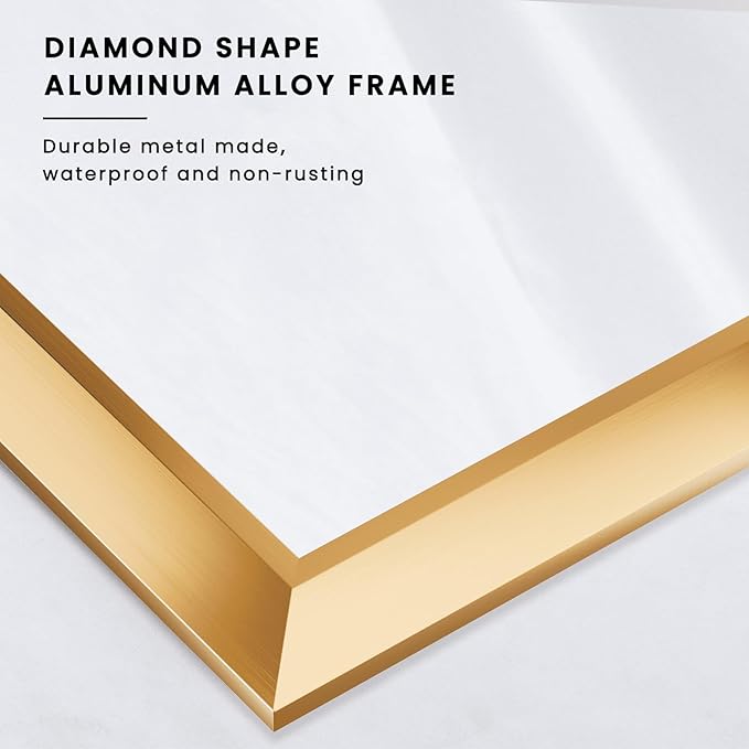 Amorho Bathroom Mirror, 36x36 Inch Golden Thick Metal Framed Wall Mirrors for Over Sink, Wall-Mounted Mirrors Perfect for Bedroom, Living Room, Entryway, Rectangle (Horizontal/Vertical).
