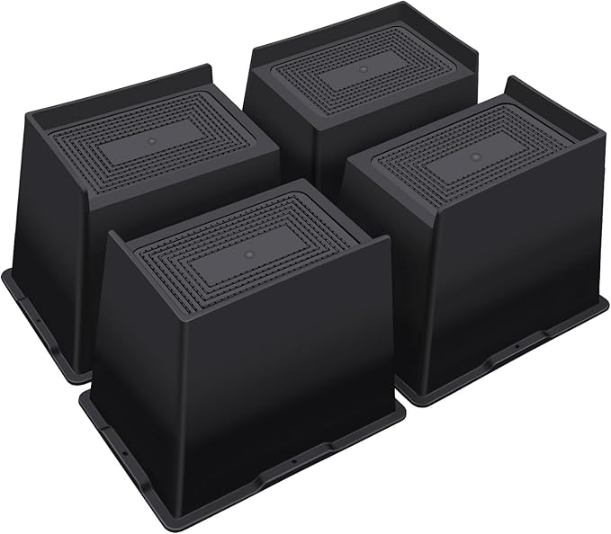 Bed Risers 6 Inch Heavy Duty,Oversized Couch Risers, Extra Wide Furniture Risers for Sofa Table Desk Headboard Chair Lifting,Rectangle Risering Blocks Support 6000 lbs(4 Pack Black)