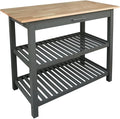 Island Oasis Solid Wood Kitchen Island with Drawer, Stainless Steel Towel Bar and Open Storage Multi-Purpose Prep Table for Home Kitchens Grey and Natural