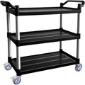 Utility Cart with Tangle-Free Wheels, 3 Tier Rolling Cart with Wheels(2 with Brakes), Heavy Duty 350 Lbs Capacity,Commercial Serving Cart for Home, Office, Restaurant, Warehouse.