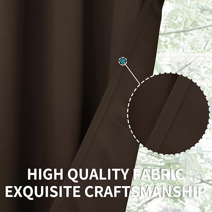 BGment Brown Blackout Curtains for Bedroom - Grommet Thermal Insulated Room Darkening Window Curtains, Set of 2 Panels, Each 55 x 69 Inch