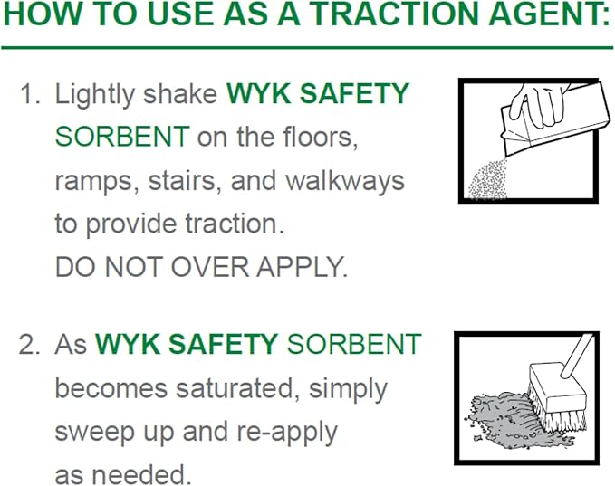 THE FRYOILSAVER COMPANY WYK Safety Sorbent 500 Series – Industrial Liquid & Oil Absorbent and Traction Agent for Spills, Leaks & Safety Maintenance – Spill Absorber Shaker Carton Pack of 12