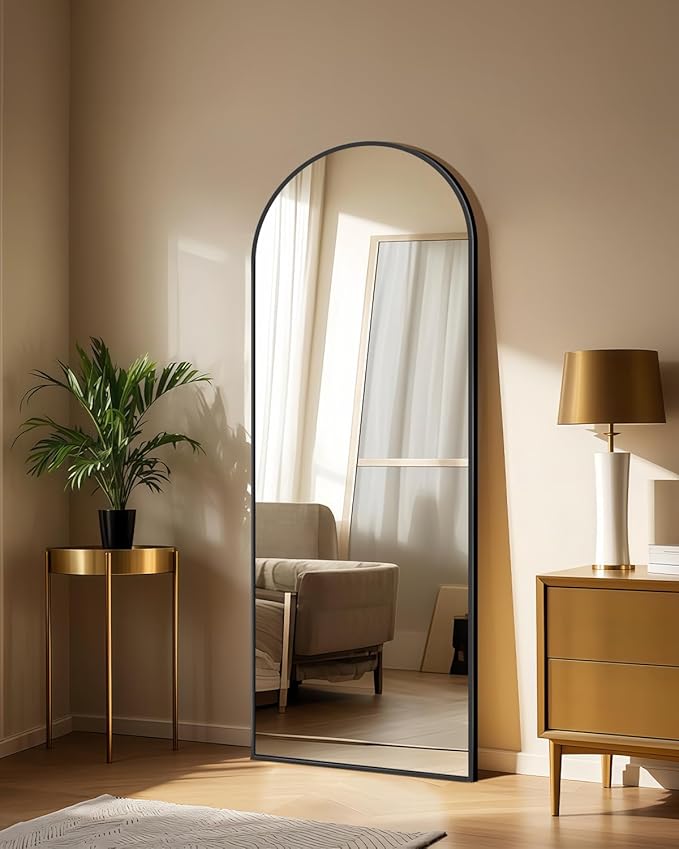58"x19"Floor Mirror Full Length,Arched Full Length Mirror with Stand,Full Body Mirror,Hanging or Large Leaning for Bedroom Living Room Black