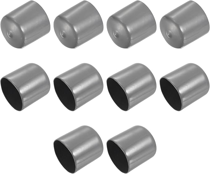 uxcell 10pcs Rubber End Caps 40mm(1 9/16") ID Vinyl Round End Cap Cover Screw Thread Protectors Dark Grey