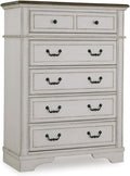 Signature Design by Ashley Blendon Traditional 5-Drawer Chest of Drawers with Safety Stop, White & Dark Brown