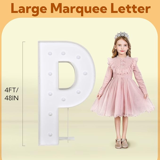 imprsv Light Up Letters, 4FT Marquee Letters for Birthday Wedding Engagement Party Decor, Large Marquee P for Party Decoration Arch Kit Decorations