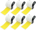 BETCKEY - Shipping/Name Badge Labels Replacement for Brother DK-1202 (2.4 in x 3.9 in), Compatible with Brother QL Label Printers [6 Rolls/1800 Labels, Yellow]