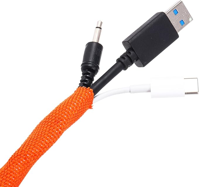 MECCANIXITY Braided Cable Sleeves Heat Shrinkable Fabric Sleeving, 2" 40ft Orange 2:1 Ratio Heat Shrinkable Cord Protector for Harness Cable, Network Cable Protection, Cable Management