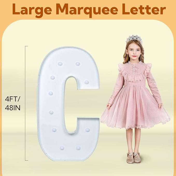 imprsv Light Up Letters, 4FT Marquee Letters for Birthday Wedding Engagement Party Decor, Large Marquee C for Party Decoration Arch Kit Decorations