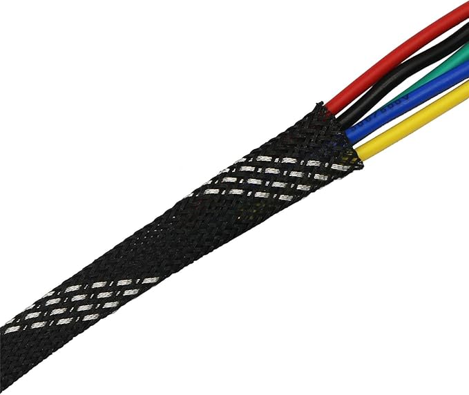 30ft PET Expandable Sleeving Wire Cable Sleeve (1/2", Silver&Black)