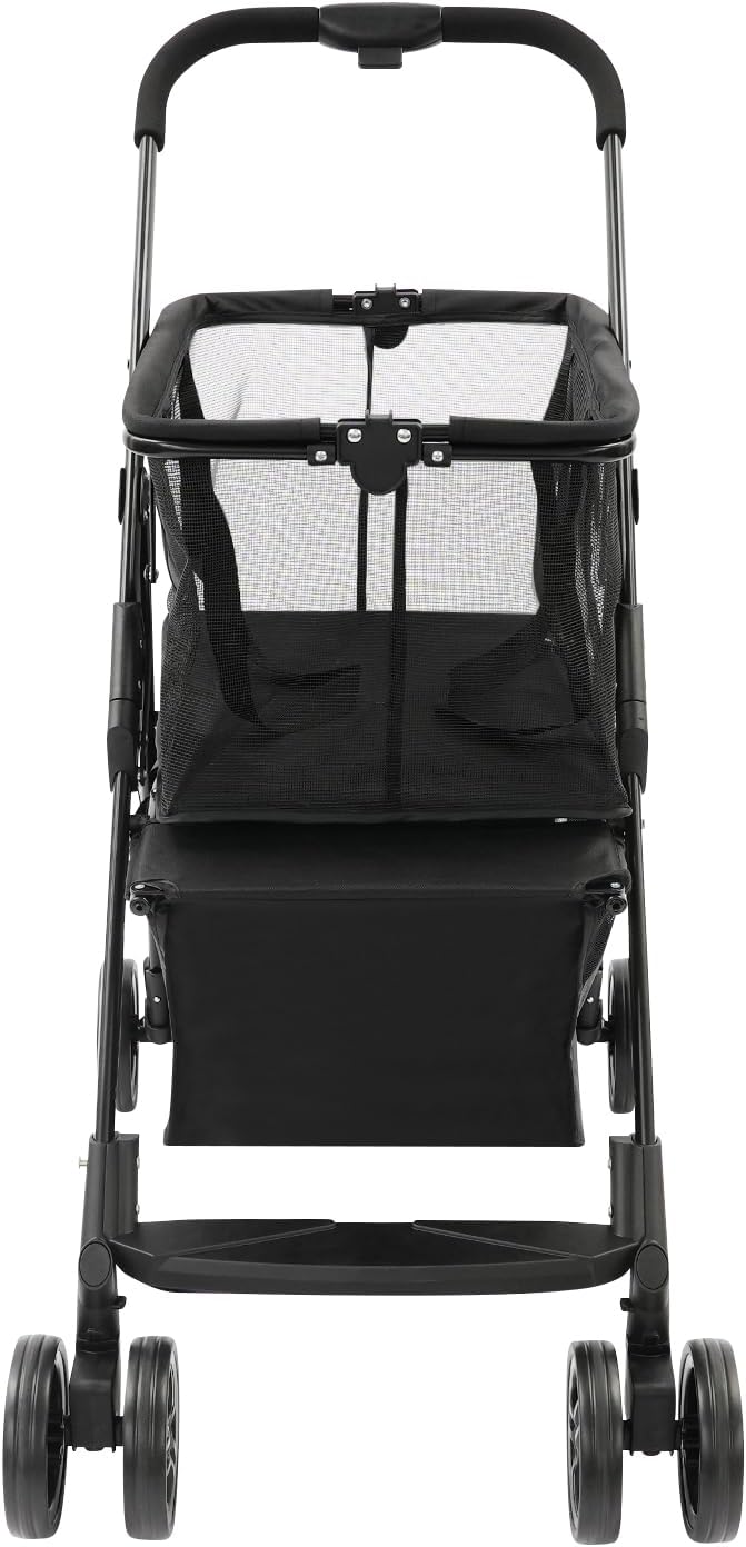 Heavy Duty Folding Shopping Cart with 44.09 lbs Capacity, 2-Tier Foldable Grocery Cart with Removable 56L+33L Bag,Portable Utility Carts for Market, Laundry, Picnic,Outdoor
