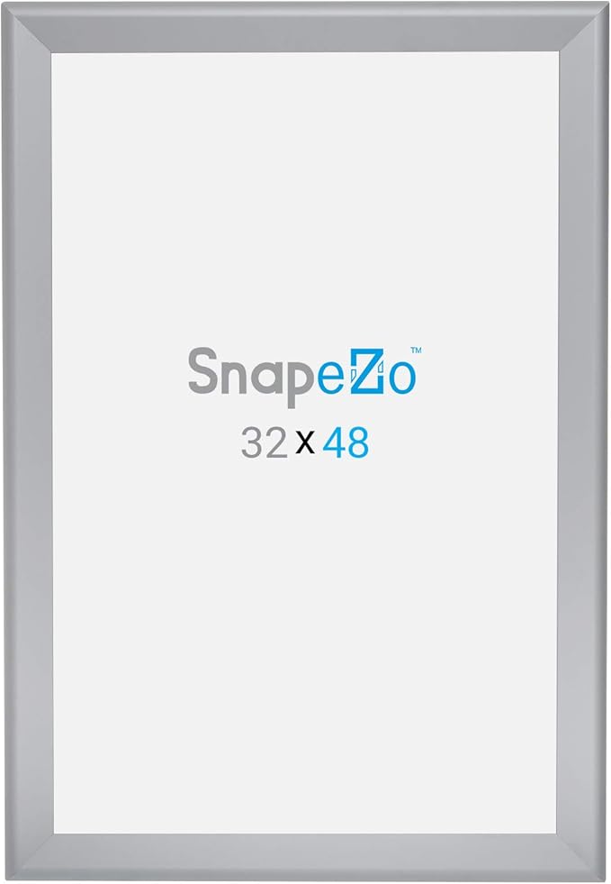 SnapeZo Silver 32x48 Poster Frame, 1.7" Aluminum Profile, Front-Loading Snap Frame, Wall Mounting, Wide Series
