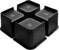 Bed Risers 4 inch Heavy Duty, Oversized Furniture Riser with Non-Slip Base for Sofa Couch Chair Desk Table Leg Dorm Bed Frame Lifts Risers Blocks Supports Up to 6,500 Lbs (Black 4 Pack)