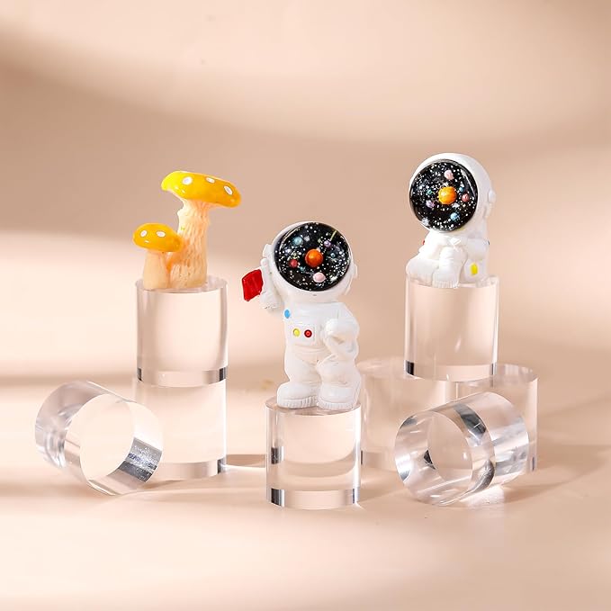 Remerry 8 Pcs Acrylic Round Blocks for Display Clear Polished Blocks for Display Clear Acrylic Edge Polished Base Display Riser for Table Showing Cosmetics Collectibles Figures(1 x 1 x 1 Inches)
