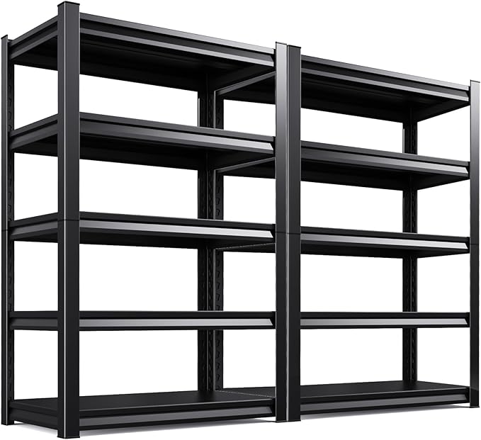 5-Tier Garage Shelving Heavy Duty, 2500LBS Metal Shelving Unit, Adjustable Garage Storage Shelves, Easy Assembly Steel Shelving, Utility Storage Rack Shelf for Warehouse, 72”H*35.4”W*16”D, 2 Pack