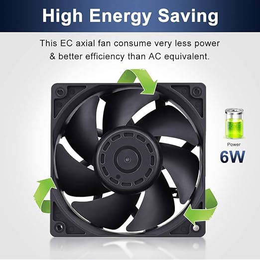 Wathai EC Industrial Case Fan 120mm x 38mm Ball Bearing 116 CFM AC 110V 115V 120V 220V 240V Brushless Cooling Fan 120x120x38mm
