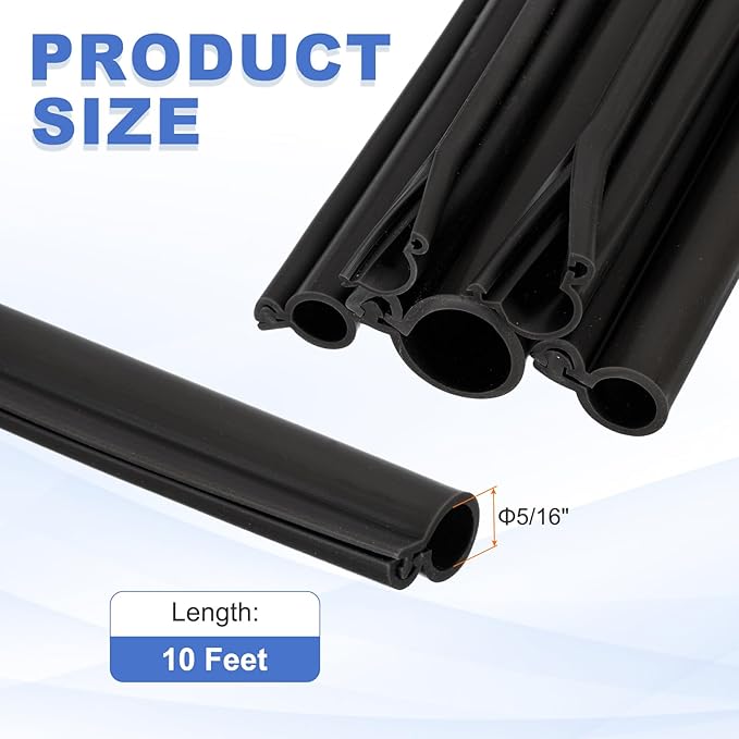 MECCANIXITY 10ft Cable Management Sleeve, 5/16 Inch ID Flexible Cord Wires Hider Cover Insulation Snap-fit Protector for Substation, High-Voltage Electrical Networks, Black